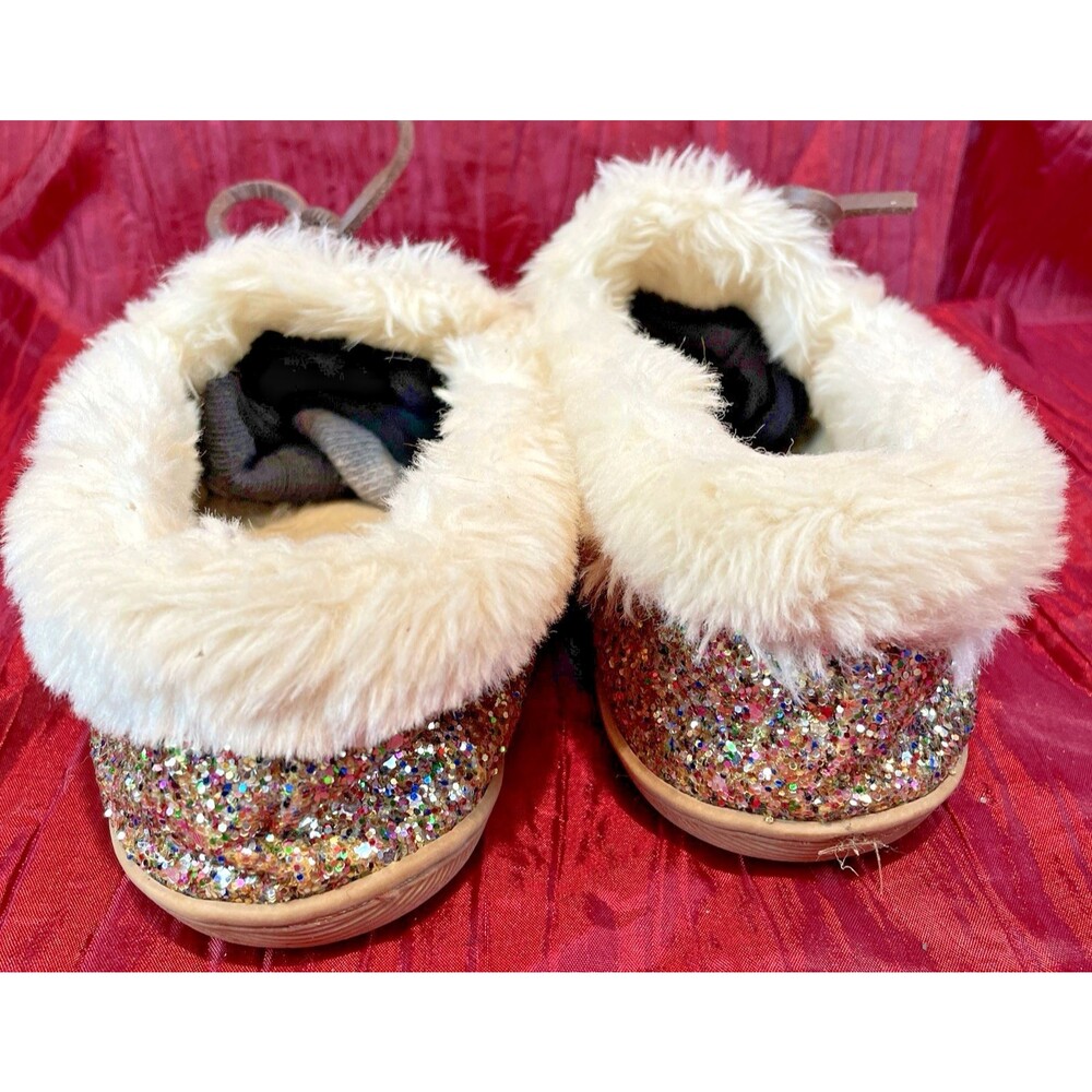 Womens J.Crew Glitter Faux-Shearling House Slippers Moccasins sz 8 - Picture 6 of 8